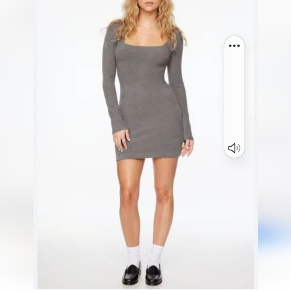 ZARA Blue square neck wool blend mini dress size medium